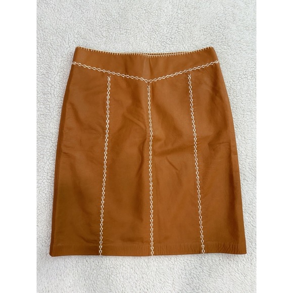 GAP Dresses & Skirts - GAP 100% Genuine Leather Mini Skirt Size 8 Brown A-Line Western Y2K NWT